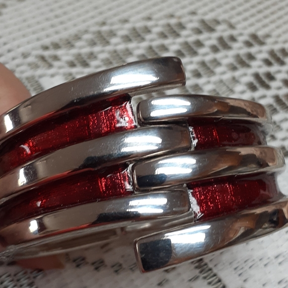 Vintage Silver Tone & Red Bracelet - Picture 5 of 5
